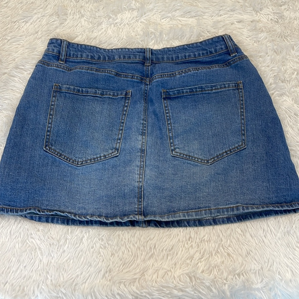 INDIGO RISING Denim Blue Distressed Women's Skirt SIZE LARGE - Picture 5 of 5